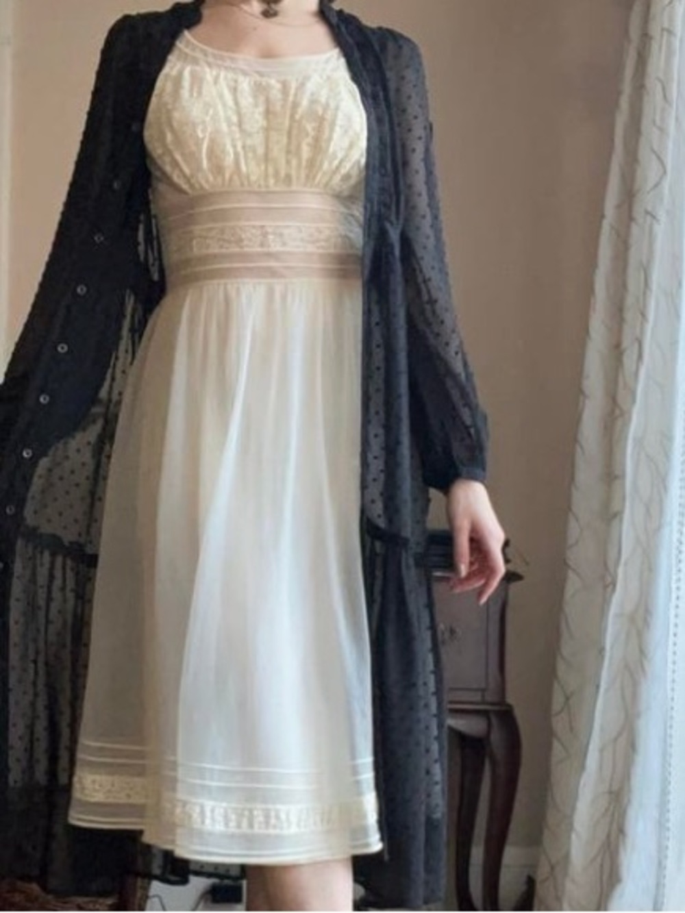 1960s Shadowline  Nightgown Chiffon Lace Lingerie Vintage Sz S - Picture 12 of 16